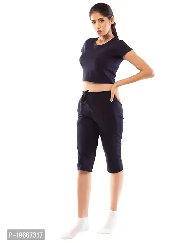 Lappen Fashion Women?s Bottom Wear | Combo of Half Pants | Capri Pants | Regular Fit Night Wear | One-Sided Pocket | for use Running Sports | Stylish Look (Small, Maroon & Blue)-thumb5