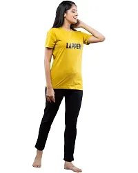 Lappen Fashion Women?s Printed Night Wear I Half Sleeve T-Shirts with Track Pants I Joggers Two-Sided with Pocket I Cotton Night Dress for Running Sports Gym Workout-thumb2