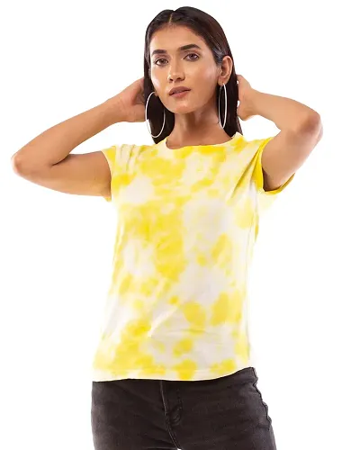 Lappen Fashion Women's Tie Dye Printed T-Shirt | Cotton Half Sleeve T-Shirts | Round Neck Sprayed Tshirts | for Gym and Sports Wear | Tees for Girls and Women