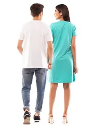 Lappen Fashion Couple?s Printed T-Shirt | Tee Dress for Women | Half Sleeve Tees for Men | Pre Wedding Tshirt | Stylish Look | Game Over Wordings Theme - Set of 2 (Small, Light Blue & White)-thumb1