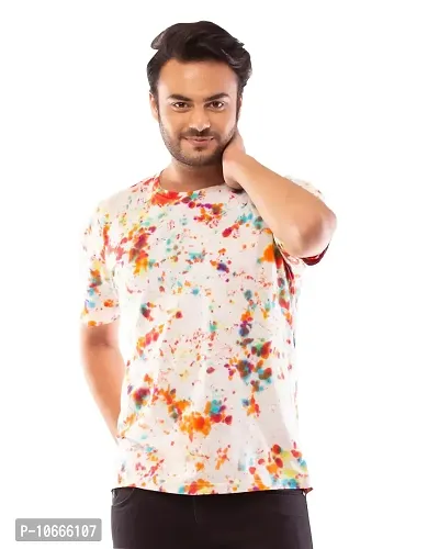 Lappen Fashion Men's Tie & Dye T-Shirt | Half Sleeve Round Neck Slim Fit Cotton | Sprayed Tshirts | Printed T-Shirts | Casual Smart Look | for Gym and Sports Wear (XXL, Multicolor crumple Dots)