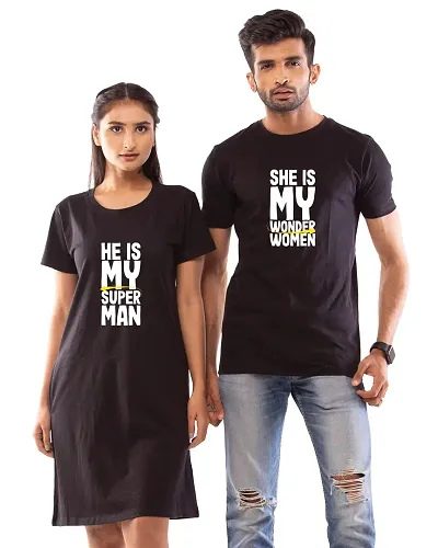 Newly Launch Printed Couple Tees And Dress Combo