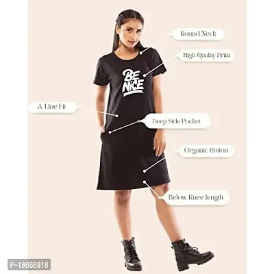 Lappen Fashion Women?s Printed T-Shirt | Combo of Tee Dress and Half Sleeve Tshirts | Round Neck | Long T-Shirts | Trendy & Stylish Theme Tees - Set of 2 (Large, White)-thumb3