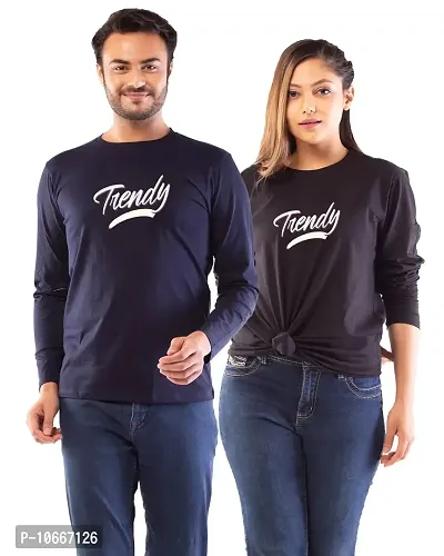 Lappen Fashion Couple?s Printed T-Shirt | Combo of Full Sleeve Tshirts | Cotton Round Neck | Trendy & Stylish Look | Pre Wedding Tees | Trendy Theme ? Set of 1 (XX-Large, Blue & Black)