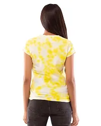 Lappen Fashion Women's Tie Dye Printed T-Shirt | Cotton Half Sleeve T-Shirts | Round Neck Sprayed Tshirts | for Gym and Sports Wear | Tees for Girls and Women (XX-Large, Yellow Spots)-thumb1