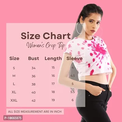 Lappen Fashion Cotton Tie Dye Printed Crop Top | Round Neck Half Sleeve | Ladies Short | Sprayed Tshirts | Regular fit Top | for Women/Girls | Casual Top - Pack of 1 (Small, Dark Pink Spiral)-thumb4