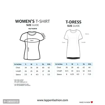 Lappen Fashion Women?s Printed T-Shirt | Combo of Tee Dress and Half Sleeve Tshirts | Round Neck | Long T-Shirts | Trendy & Stylish Theme Tees - Set of 2 (Large, White)-thumb5