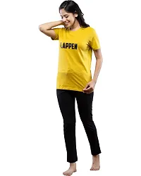 Lappen Fashion Women?s Printed Night Wear I Half Sleeve T-Shirts with Track Pants I Joggers Two-Sided with Pocket I Cotton Night Dress for Running Sports Gym Workout-thumb3