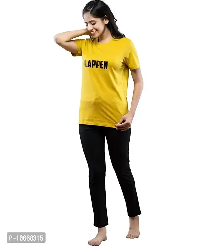 Lappen Fashion Women?s Printed Night Wear I Half Sleeve T-Shirts with Track Pants I Joggers Two-Sided with Pocket I Cotton Night Dress for Running Sports Gym Workout-thumb4