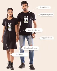 Lappen Fashion Couple?s Printed T-Shirt | Tee Dress for Women | Half Sleeve Tees for Men | Pre Wedding T Shirt | Stylish Look | She & He Wordings Theme - Set of 2 (Large, Black)-thumb2