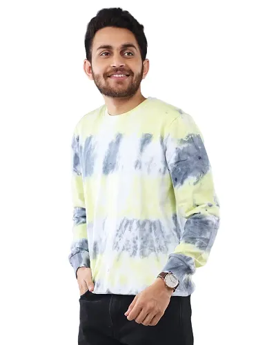 Lappen Fashion Men’s Tie Dye Sweatshirt | Sprayed Stylish T-Shirt | Cotton Printed Full Sleeves Round Neck | Light Warm Pullover Sweater | Winter Wear for Men and Boy