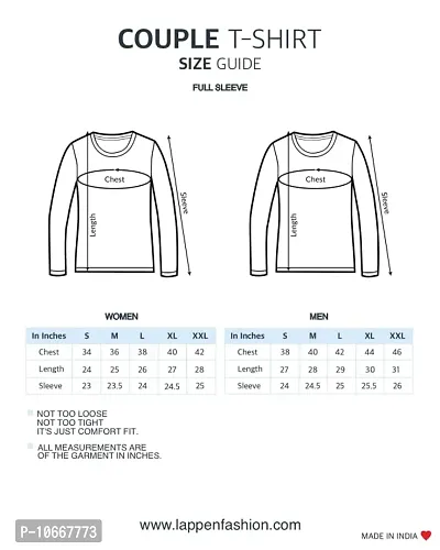 Lappen Fashion Couple Cotton Full Sleeve T-Shirt | Regular Slim Fit Plain Solid Tshirts | Pure Cotton | Round Neck, Ultra Soft |Pre Wedding Tshirt | Stylish Look (XX-Large, Brown)-thumb5