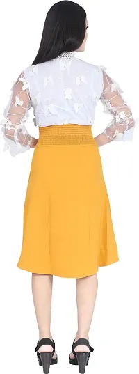 Stylish Yellow Cotton Lycra Embellished Fit And Flare Dress For Women-thumb1