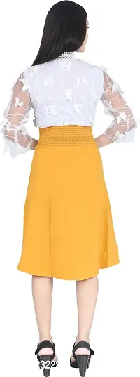 Stylish Yellow Cotton Lycra Embellished Fit And Flare Dress For Women-thumb2