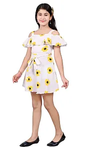 Stylish Yellow Crepe Printed Fit And Flare Dress For Girls-thumb2