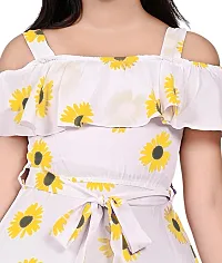 Stylish Yellow Crepe Printed Fit And Flare Dress For Girls-thumb3