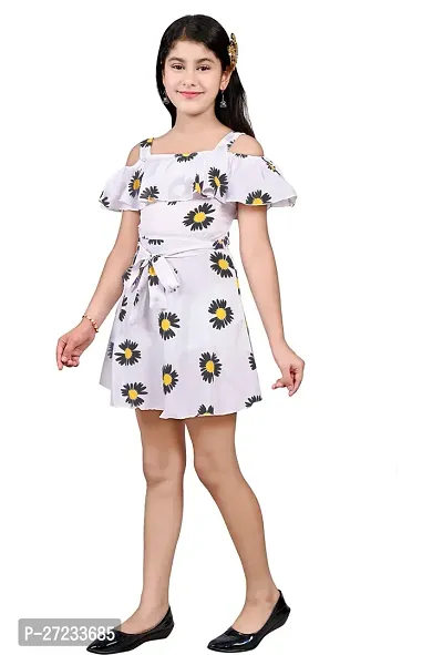 Stylish Black Crepe Printed Fit And Flare Dress For Girls-thumb3