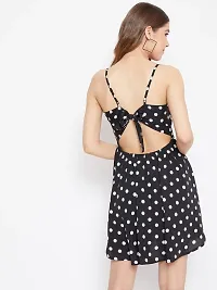 Stylish Black Crepe Polka Dot Print Fit And Flare Dress For Women-thumb1