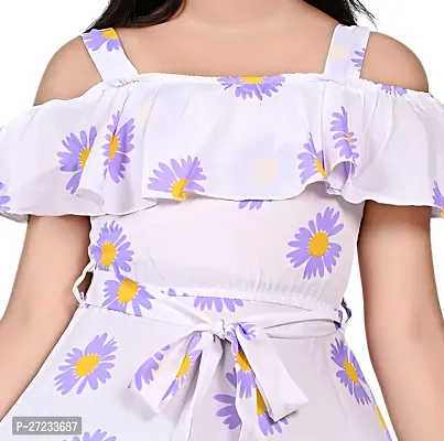 Stylish Purple Crepe Printed Fit And Flare Dress For Girls-thumb4