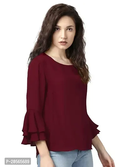 Youthz 22 Apparels Women's Maroon Full Flared Bell Sleeve Top-thumb3