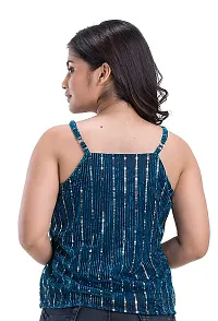 Youthz 22 Apparels Women's Sleeveless Sequins Top (Large, Blue)-thumb4