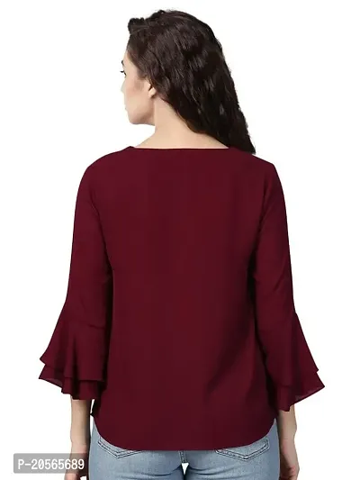 Youthz 22 Apparels Women's Maroon Full Flared Bell Sleeve Top-thumb4