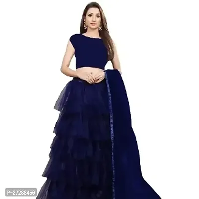 Stylish Blue Net Lehenga Choli With Dupatta For Women