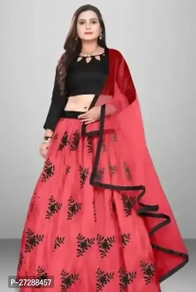 Stylish Red Net Lehenga Choli With Dupatta For Women-thumb0