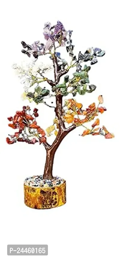 AFIYA Chakra Tree Crystal Bonsai 7 Chakra Golden 300 Stone Beads Fortune Money Tree for Wealth  Prosperity-Home Office Decor (Multicolour, 10-12 Inches)