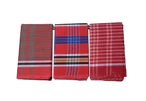 MADHUSHREE TEXTILE World Famous Handloom Bengal Flavour Stylish MUNSI Gamcha Pure Soft Cotton Bath Towel - Multicolour, XXL Large (Set of 3)-thumb1