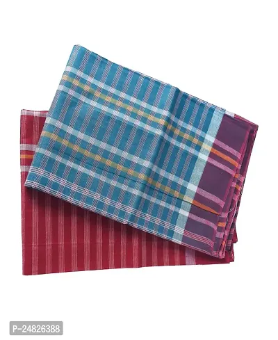 MADHUSHREE TEXTILE Famous Handloom Bengal Flavour Beldanga Gamcha Pure Soft Stylish Cotton Bath Towel - Multicolour, XXXL Large (Set of 2)