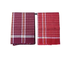 MADHUSHREE TEXTILE World Famous Handloom Bengal Flavour Beldanga Gamcha Pure Soft Stylish Cotton Bath Towel - Multicolour, XXXL Large (Set of 2)-thumb1