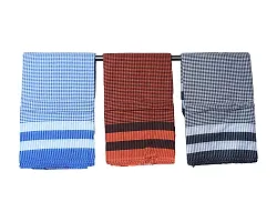 MADHUSHREE TEXTILE World Famous Handloom Bengal Flavour Masti Stylish Gamcha Pure Soft Cotton Bath Towel - Multicolour, XXL Large (Set of 3)-thumb2