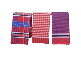 MADHUSHREE TEXTILE Famous Handloom Bengal Flavour Masti Stylish Gamcha Pure Cotton Bath Towel - Multicolour, XXL Large (Set of 3)-thumb1