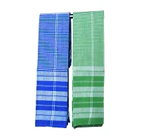 MADHUSHREE TEXTILE World Famous Handloom Bengal Flavour BASIRHAT Gamcha Pure Soft Stylish Cotton Bath Towel - Multicolour, XXXL Large (Set of 2)-thumb1