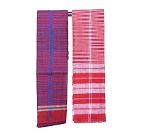 MADHUSHREE TEXTILE Famous Handloom Bengal Flavour BASIRHAT Gamcha Pure Soft Stylish Cotton Bath Towel - Multicolour, XXXL Large (Set of 2)-thumb1