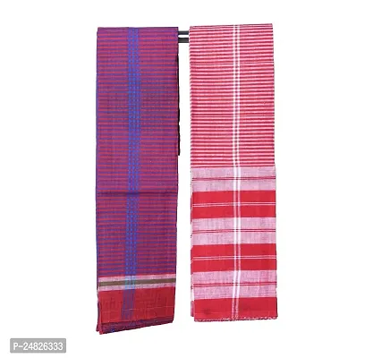 MADHUSHREE TEXTILE Famous Handloom Bengal Flavour BASIRHAT Gamcha Pure Soft Stylish Cotton Bath Towel - Multicolour, XXXL Large (Set of 2)-thumb2