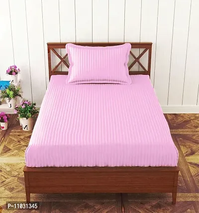 210 TC Cotton Satin Glace Stripes/Lining Bedsheet-thumb0