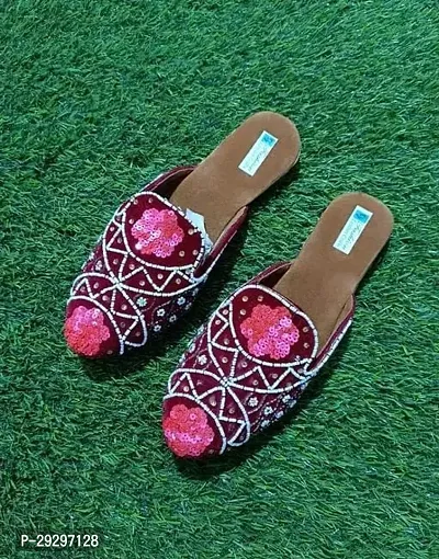 Stylish Pink Synthetic Embellished Mojaris For Women-thumb0