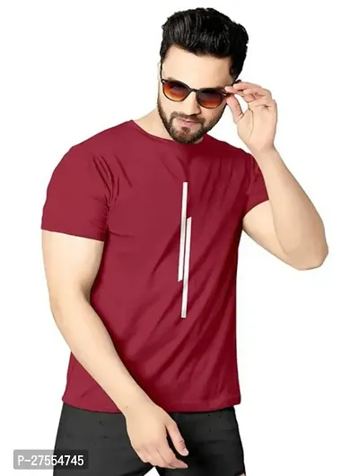 Stylish Cotton Blend Maroon Printed Tees For Men