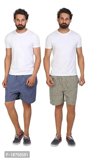 Multicoloured Cotton Regular Shorts For Men-thumb0