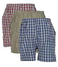 Men's Cotton Checkered Printed Boxers, Shorts, Multicolor Pack-of -3-thumb1