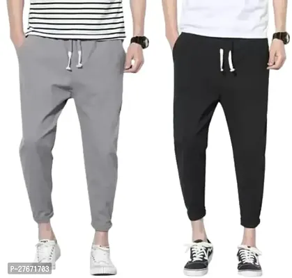 Elegant Multicoloured Cotton Joggers For Men Pack Of 2-thumb0