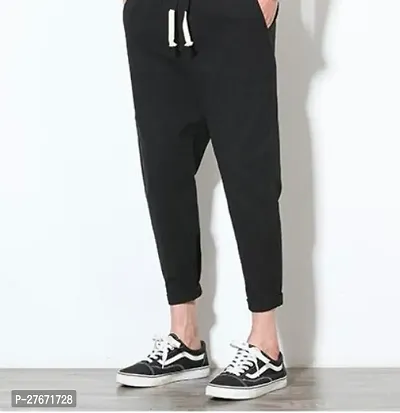 Elegant Black Cotton Joggers For Men-thumb0