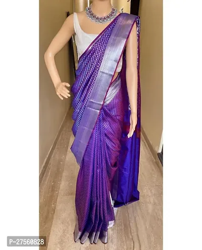 Stylish Cotton Purple Printed Saree With Blouse Piece For Women