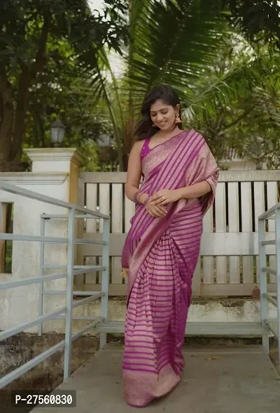 Stylish Cotton Pink Printed Saree With Blouse Piece For Women
