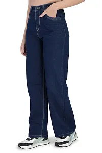 Stylish Navy Blue Organic Cotton Regular Fit Mid-Rise Jeans For Women-thumb2