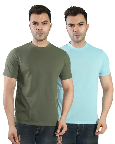 Trendy Solid Round Neck T Shirt for Men Pack of 2