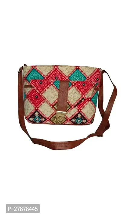 Stylish Multicolored Colourblocked Artificial Leather Handbag For Women