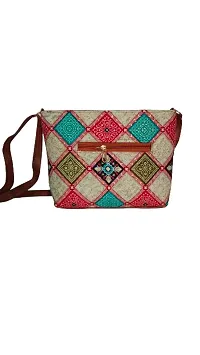 Stylish Multicolored Colourblocked Artificial Leather Handbag For Women-thumb1